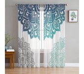 Tul degradado de Mandala en cortinas transparentes para sala de estar, dormitorio, cocina, tratamiento de ventanas, persianas de gasa 1 PCS W100XH250cm