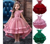 Vestido de fiesta para niña, vestido de princesa elegante sin mangas, vestido de fiesta de boda alto y bajo, regalo para niños 3-4 Years color rosa