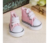 Zapatos de muñeca de 5cm, accesorios, moda de lona, ​​juguetes de verano, minizapatillas, botas vaqueras color rosa
