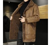 Abrigo de lana de pellets de doble cara engrosado con solapa para hombre Abrigo de longitud media para jóvenes nuevos de invierno XL negro