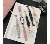 Correa de cuero de lujo con forma de mariposa para reloj inteligente Xiaomi Mi Band 9 8, repuesto de pulsera deportiva para Mi Band 8 9 Pro, correa roja para Mi Watch 4 For xiaomi band8 negro