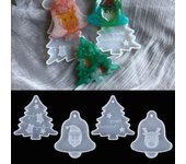 Herramientas de fabricación de moldes de resina epoxi para árbol de Navidad, molde de silicona, adorno de Navidad, Molde de resina de cristal A