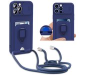 Funda protectora de cámara con cuerda de TPU para iPhone 15, 14, 13, 12 Pro Max, Samsung A55, A35, A15, A25, A54, A24, A14, A53, A33, A13, Redmi Note 13, 12, 11, 10, OPPO iPhone XR negro