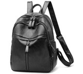 Bolso y mochila para Mujer, mochila para compras de viaje, Mochila Vintage de cuero PU de Color sólido con cremallera, mochilas escolares para estudiantes, mochila para Mujer One Size negro