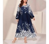 Vestido largo holgado con estampado de temperamento para mujer, de talla grande, de otoño, nuevo y moderno 0XL azul marino