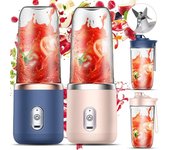 Batidora portátil Mini licuadora para batidos y batidos, licuadora personal con USB recargable, fruta, batido, máquina mezcladora de alimentos para bebés color rosa