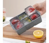 Bandeja de cubitos de hielo de silicona con 6 rejillas, molde cuadrado grande de silicona para hacer cubitos de hielo, bandeja para hacer cubitos, accesorios de cocina para cócteles y whisky