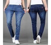 Pantalones vaqueros holgados de color claro para hombre de verano, modernos y cómodos, de cintura media, ajustados, elásticos, largos y rectos. 28