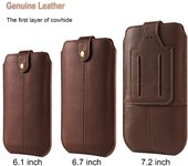 Funda de cuero genuino con clip para cinturón para teléfono móvil, riñonera para hombre, para iPhone 16, 15 Pro, Samsung Galaxy S24, S23, Xiaomi Redmi 13, 12, Google 9 S(5.2-6.1 Inch) negro