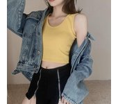 Camiseta de verano para mujer, chaleco corto de punto con hilo, base de verano para mujer, top sexy pequeño M