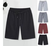 Pantalones cortos casuales para hombre, cintura elástica, cordón ajustable, pantalones cortos deportivos de color sólido, pantalones cortos de playa holgados con bolsillos M gris oscuro