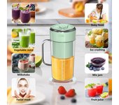 Licuadora portátil con asa para batidos, 8 cuchillas, recargable por USB, vaso para hielo picado, exprimidor de frutas frescas multifunción antioxidante.