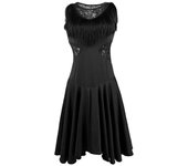 Falda de baile latino con borlas para mujer, sin mangas, falda de baile L negro