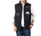 Chaleco de otoño e invierno para hombre, chaleco térmico engrosado con cuello levantado, chaqueta de chaleco de gran tamaño L negro