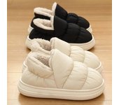 Zapatillas de algodón para hombre y mujer, zapatos de felpa cálidos, impermeables, de suela gruesa, antideslizantes, para interior y hogar, para invierno 44-45