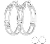 Les Trésors De Lily [R3625] - Créoles Argent 'Figaro' argenté (rhodié) - 30 mm- largeur 5 mm plata