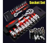 Juego de llaves de tubo de trinquete de 1/4 , juego de vasos de accionamiento, varilla de extensión, llave de trinquete multifunción, herramienta manual de reparación de automóviles y motocicletas