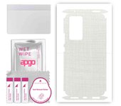 apgo Protective Skin Sticker for the back+sides compatible with Xiaomi 12 Pro, Full Wrap Film, Foil, Vinyl - Pattern White Fabric