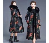 Mujer invierno cuero con piel Reversible gran bolsillo abrigo a prueba de viento señora chaqueta acolchada algodón acolchado Parkas prendas de vestir abrigo XL marrón