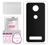 apgo Protective Skin Sticker for the back compatible with Motorola Moto Z3, Wrap Film, Foil, Vinyl - Pattern Carbon Black