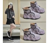Zapatillas de deporte de invierno para mujer, botas de nieve con forro de piel sintética para exteriores, botines sin cordones, zapatos para correr gruesos y cálidos, botas cortas con forro de felpa para mujer 38 negro