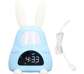 Reloj despertador de dibujos animados con bonito conejito, reloj digital con luz nocturna, reloj para entrenar el sueño de los niños, chupete para bebés.