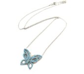 Les Trésors De Lily [P1925] - Collier Argent 'Papillon Lumière' turquoise argenté (rhodié) turquesa