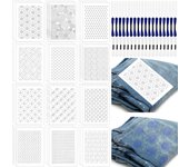 Juego de 108 plantillas de bordado Sashiko, estabilizadores, plantillas de transferencia de bordado solubles en agua, estabilizadores, papel de bordado 0