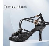 Zapatos de baile de salón de tango para mujer, vals latino, fiesta, tacón alto, 7/9 cm 6cm-34 negro