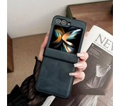 Para Samsung Galaxy Z Flip 6 5 4 3 Funda con bisagra Todo incluido Lujo Cuero sintético Plegable A prueba de golpes Protectora Dura Accesorio Galaxy Z Flip 3 negro
