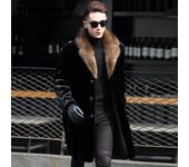 Chaqueta de piel de invierno para hombre, abrigo grande con cuello de piel y terciopelo cálido, parka suave e informal de cachemira. 4XL negro