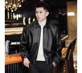 Chaqueta de cuero para hombre, versión coreana de otoño, tendencia, elegante, informal, holgada, de manga larga, con solapa, chaqueta de cuero PU para motocicleta M