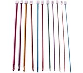 Ganchos de ganchillo, juego de 11 agujas de tejer de aluminio afgano tunecino diverso, herramienta de ganchillo con capucha