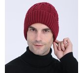 Nuevo Gorro cálido de punto para otoño e invierno, gorro con protección de oídos de lana para hombre one size rojo