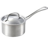 Olla de una mano Yoshikawa de 14 cm con tapa, compatible con fuego, COOK CHEF, Tsubame Sanjo, fabricada en Japón, YJ3693, 1,3 l, IH/abierta plata