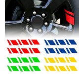 6 pegatinas de PVC para ruedas de coche, autoadhesivas, reflectantes, cinta de señalización para motocicleta. rojo