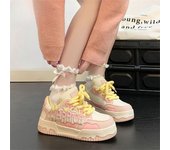 Zapatillas de deporte para mujer, zapatillas deportivas con plataforma blanca para mujer, zapatos vulcanizados para mujer, zapatillas deportivas informales para mujer 35 color rosa