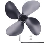 Aspa de ventilador de repuesto para chimenea, aspa de aleación de aluminio, aspa de ventilador de estufa universal negra, 4 aspas