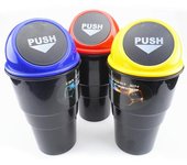 Mini cubo de basura portátil creativo para coche, caja de almacenamiento con cubierta de resorte negro
