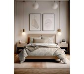 Parure de couette  Pablo  100% Coton / 57 Fils/cm² - Pablo Latte - Parure de couette 260 x 240 cm + 2 Taies d'oreiller 63 x 63 cm