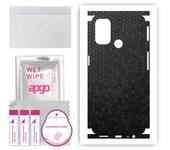 apgo Protective Skin Sticker for the back+sides compatible with Oppo A53, Full Wrap Film, Foil, Vinyl - Pattern Black Honeycomb