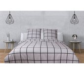 Parure de couette Carreaux Gris - 100% Coton / 57 Fils/cm² - Parure de couette 240 x 220 cm + 2 Taies d'oreiller 63 x 63 cm