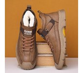 Zapatos de senderismo de cuero con forro polar para hombre, zapatillas de deporte antideslizantes y cálidas con forro de piel para exteriores, botas altas de invierno para senderismo, nuevos botines de negocios 38