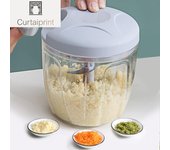 Picadora de ajo de 500/900ML, cortadora de verduras giratoria Manual, rebanadora, trituradora de ajo y fruta, utensilio de cocina, licuadoras, picadora de carne 500ml azul
