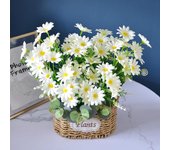 Flor Artificial realista decorativa reutilizable centro de mesa moderno decoración de manzanilla decoración de boda blanco
