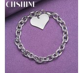 Pulsera CHSHINE de plata de ley 925 con hebilla de langosta y corazón para mujer, joyería con dijes para bodas y fiestas. 20CM 8inches