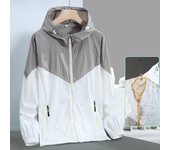 Abrigo de verano para hombre de talla grande S-7XL con capucha, impermeable, a la moda, cortavientos para hombre, chaqueta ultrafina y transpirable con protección solar S blanco