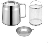 Freidora de cesta profunda, práctico recipiente antiadherente para almacenar aceite, colador 1.5L