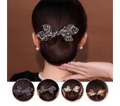 Pinza para el pelo con forma de flor de diamantes de imitación, cola de ballena, pinza para el pelo con forma de flor de diamantes de imitación, rizador de pelo perezoso, moño hábil 2PCS rojo