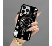 Funda protectora con patrón de cámara para Apple iPhone 15: diseño de lente anticaídas iPhone 13 Mini negro